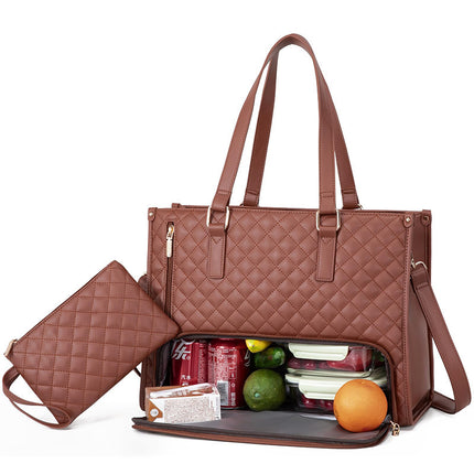 Fashionable Women's Tote  Bag With Thermal Insulation Lunch Box Leak-proof Storage Compartment