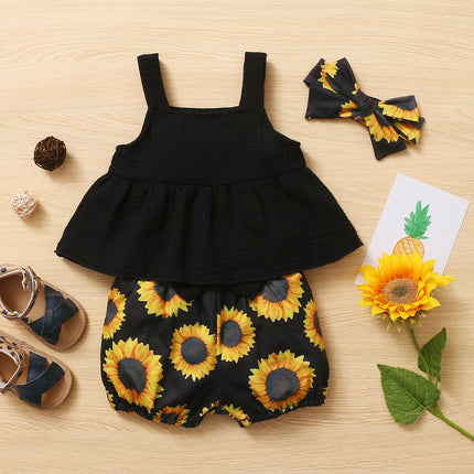 Baby Girls Cute 3-Piece Printed Suit with Hairband