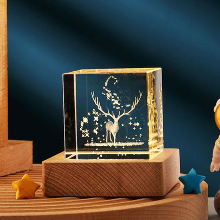 3D Transparent Crystal Cube Decorative Night Lamp