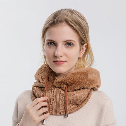 Winter Thick Hooded Wind-Proof Plush Hat With Scarf For Women