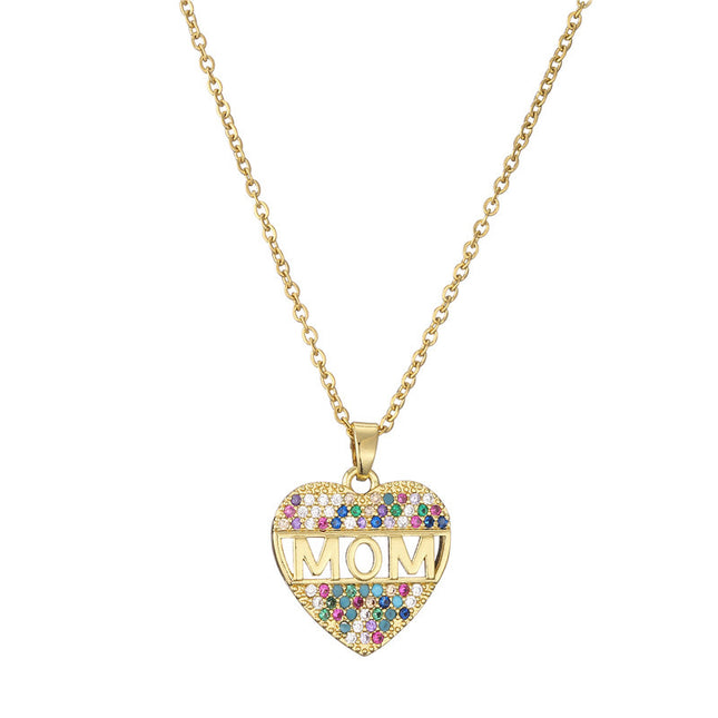 Peach Heart Copper MOM Necklace