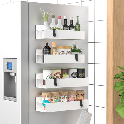 Magnetic Refrigerator Rack - No Punching Spice Rack With Side Hanger
