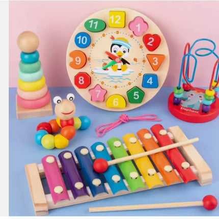 Kids Wooden Montessori Sensory & Activity Toy – Early Learning Set