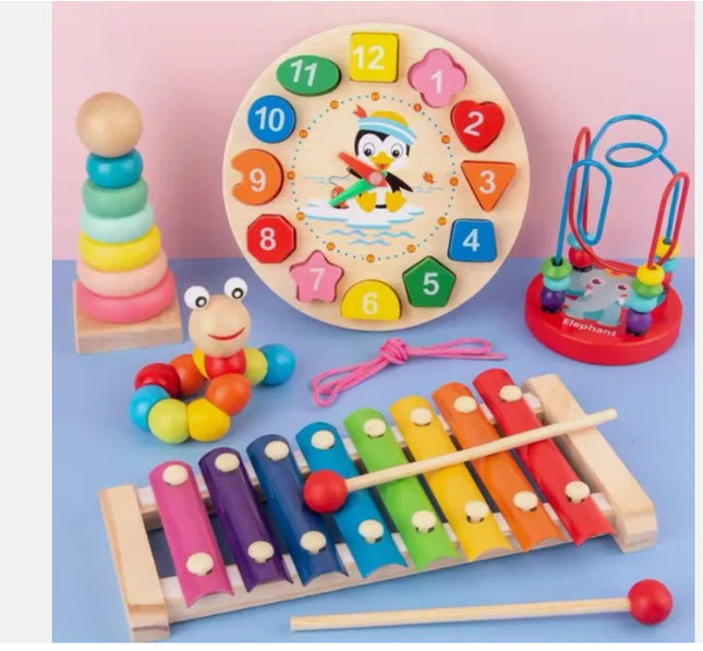 Kids Wooden Montessori Sensory & Activity Toy – Early Learning Set