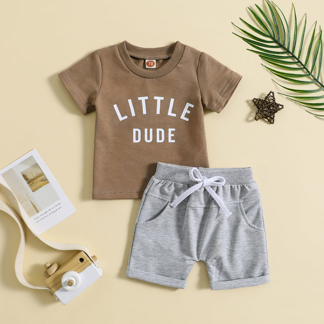 Boys' 2-Piece Summer Set | Short Sleeve Top & Shorts with Letter Print (70–110cm)