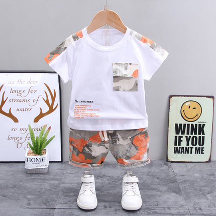 Boys Camo Short-Sleeve Top & Shorts 2-Piece Set