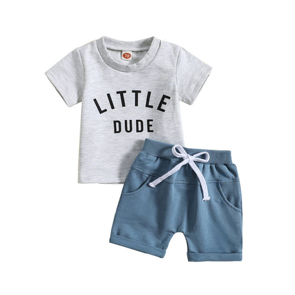 Boys' 2-Piece Summer Set | Short Sleeve Top & Shorts with Letter Print (70–110cm)
