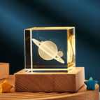 40mm Crystal Cube USB / Warm Light Saturn