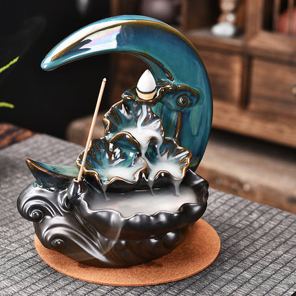 Moon Backflow Waterfall Incense Burner Holder