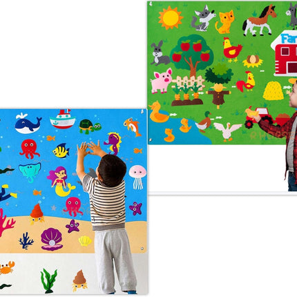 Kids Large Felt Busy Board – Creative Animal Play & Learning Set