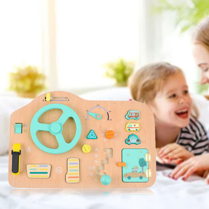 Kids Wooden Steering Wheel Car Simulator Toy
