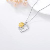 Necklace for Mom 925 Sterling Silver Sunflower Heart Pendant