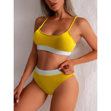 Sexy High Cut Bikini Ribbed Swimwear Set