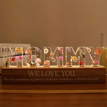 Luz de noche LED personalizada con flores para el Día de la Madre