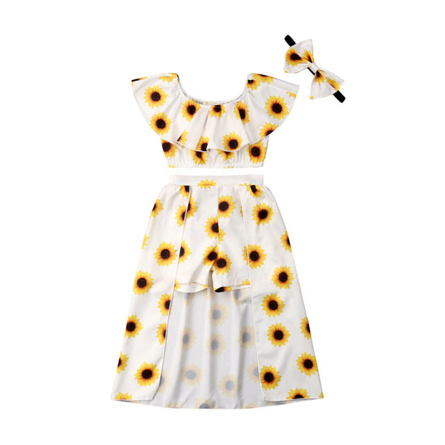 Girls Sunflower 3 Piece Set With Head Band