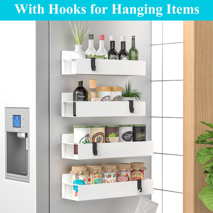 Magnetic Refrigerator Rack - No Punching Spice Rack With Side Hanger