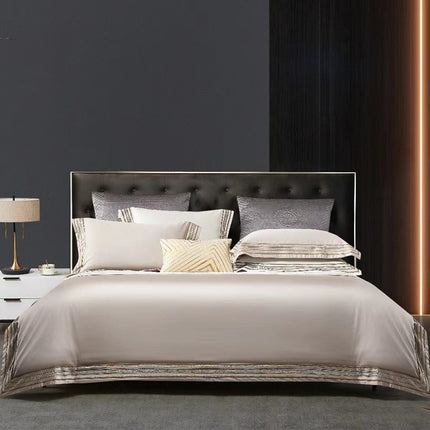 Light Luxury Solid 140 Thread Count Embroidery Solid Four-Piece Bedding Set