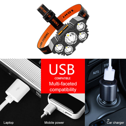 Fishing Five Head Bright Lamp with USB