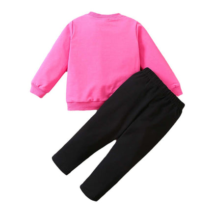 Girls 2-Piece Heart Print Pullover Set | Long Sleeve Top & Pants (92–120cm)