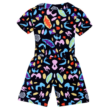 Girls' Cartoon Jumpsuit | Short Sleeve Cotton Romper (120–170cm)