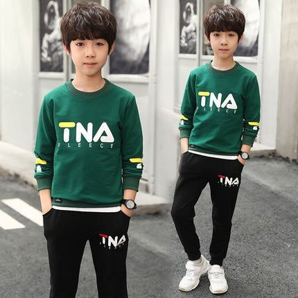 Boys' 2-Piece Sweatshirt & Pants Set | Letter Print Long Sleeve (120–160cm)
