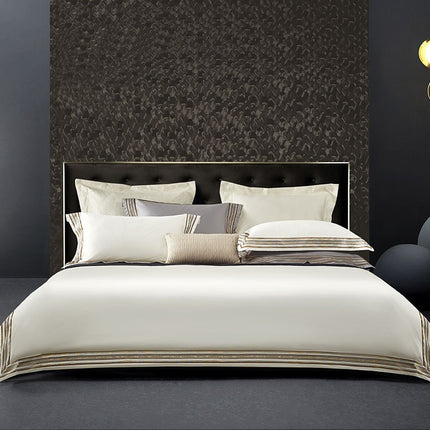 Light Luxury Solid 140 Thread Count Embroidery Solid Four-Piece Bedding Set