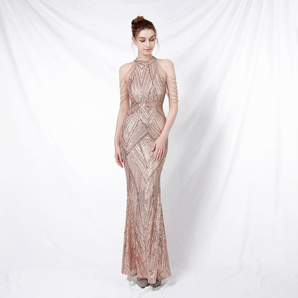 Backless Long Wear Sequin Dress
